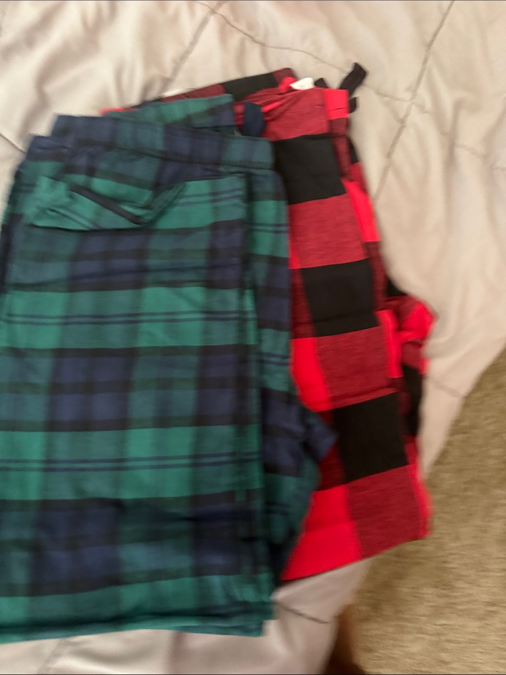 Old Navy Kids Plaid Pajama Bottoms - Green & Red
